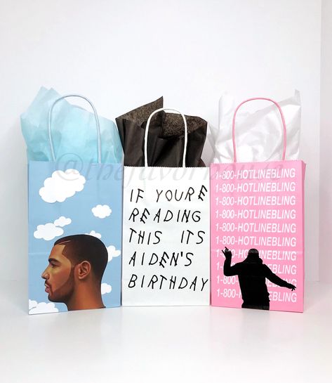 Excited to share this item from my #etsy shop: Drake Favor Bag, Drake Gift Bag, Drake Birthday Party, Drake Goodie Bag, Music Theme Party #mitzvahfavors #drakebags #goodiebag #hiphopthemeparty #rapthemeparty Not You Too Drake, Drake Gifts Ideas, Drake 30th Birthday Party, Drake Themed Party Birthday Ideas, Drake Birthday Party Ideas, Drake Party Decorations, Drake Bachelorette Party, Drakes 2000s Party, Drake Cookies