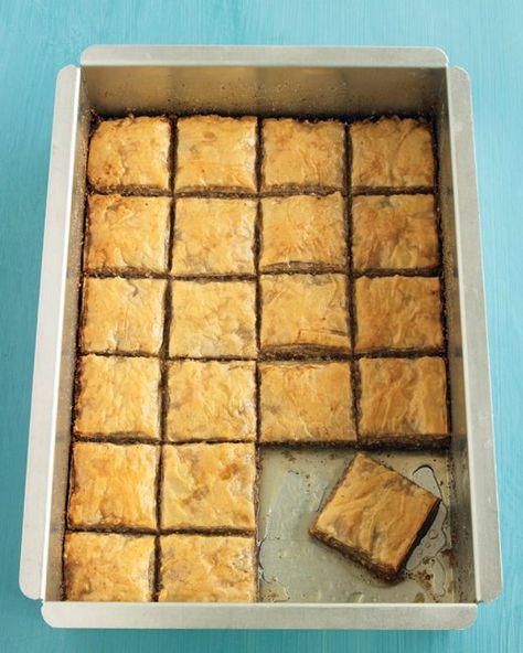 Cinnamon-Walnut Baklava Recipe Honey Baklava, Chocolate Baklava, Baklava Recipe, Martha Stewart Recipes, Cake Mug, Holiday Sweets, Greek Desserts, Phyllo Dough, Mediterranean Cuisine