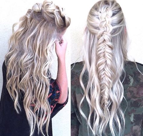 Half up braid, faux hawk Braid Half Up, Half Up Hairstyles, Faux Hawk Braid, Ice Blonde, Mohawk Braid, Half Updo, Faux Hawk, Hair Vitamins, Style Hair