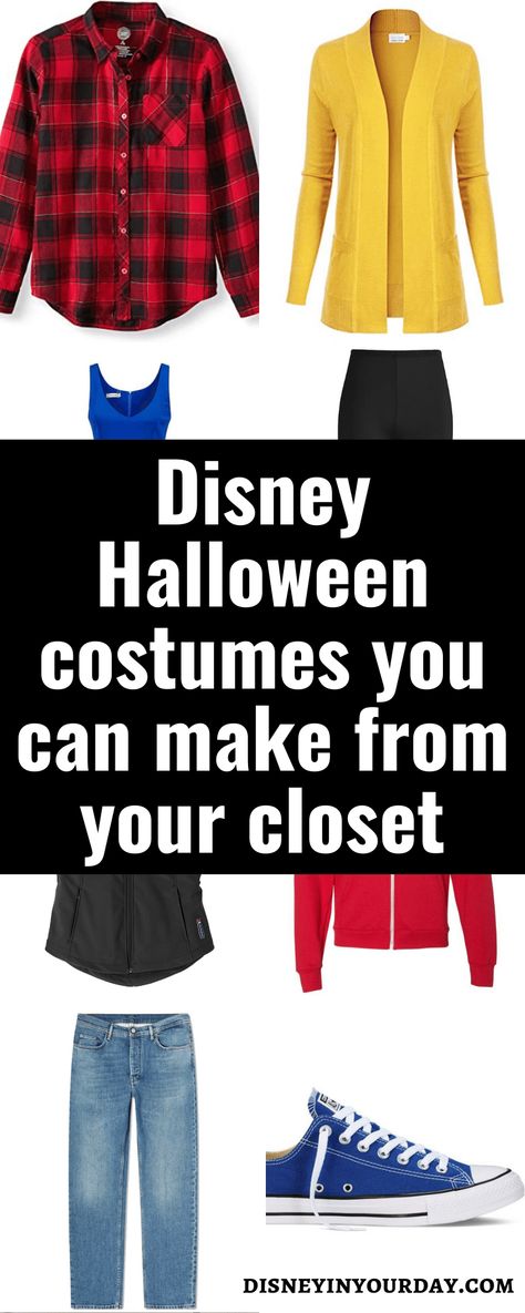 Disney Halloween costumes you can make from your closet - Disney in your Day Easy Disney Costumes, Disney Costumes For Women, Costumes Faciles, Halloween Costumes You Can Make, Adult Disney Costumes, Disney Costumes Diy, Disney Character Outfits, Costumes For Work, Disney Characters Costumes