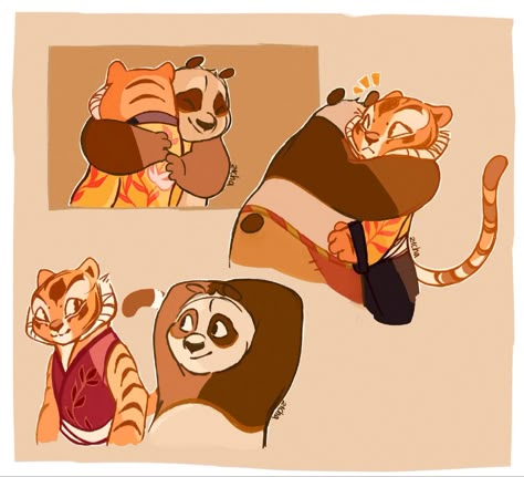 Panda Fanart, Tigress Kung Fu Panda, Po And Tigress, Dreamworks Art, Kung Fu Panda 3, Mobile Banner, Really Cool Drawings, Dragon Warrior, Panda Art