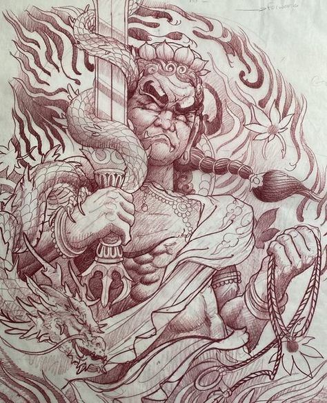 Fudo Myoo Art, Fudo Myoo Tattoo Design, Tattoo Fudo, Fudo Tattoo, Aloha Tattoo, Winter Drawing, Winter Drawings, Key Tattoos, C Tattoo