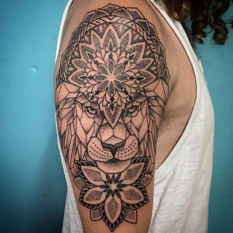 14+ Mandala & Lion Tattoo Designs | PetPress Lion Mandala Tattoo For Women, Mandala Tattoo For Women, Lion Mandala Tattoo, Mandala Lion Tattoo, Mandela Flower, Lion Tattoos For Men, Lion Sleeve, Mandala Tattoos For Women, Tattoos Lion