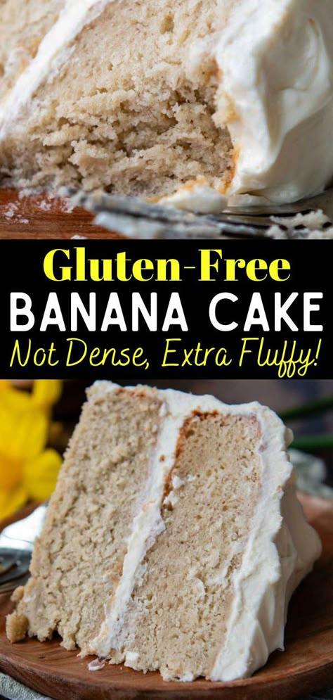 If you are looking for a gluten-free banana cake recipe to end all future searches, one with a perfect rise, doesn't sink after cooling, and has a fluffy crumb, you've found your match! This rigorously-tested layer cake includes the perfect ingredient ratios and technique to avoid a dense, heavy, or gummy crumb. Now you can enjoy the best banana cake made with gluten-free flour and covered in a light whipped cream cheese frosting, to make flawlessly time and again! The Best Banana Cake, Gluten Free Banana Cake, Best Banana Cake, Marble Cake Recipe, Dairy Snacks, Recipe With Cream Cheese, Whipped Cream Cheese Frosting, Rachel Allen, Gluten Free Cake Recipe