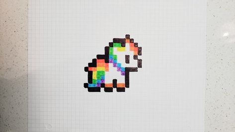 Unicorn Pixel Art Grid, Small Pixel Art Grid, Unicorn Pixel Art, Rainbow Pixel Art, Pixel Art Rainbow, Small Pixel Art Ideas, Mini Pixel Art, Pixel Art Mini, Draw A Rainbow