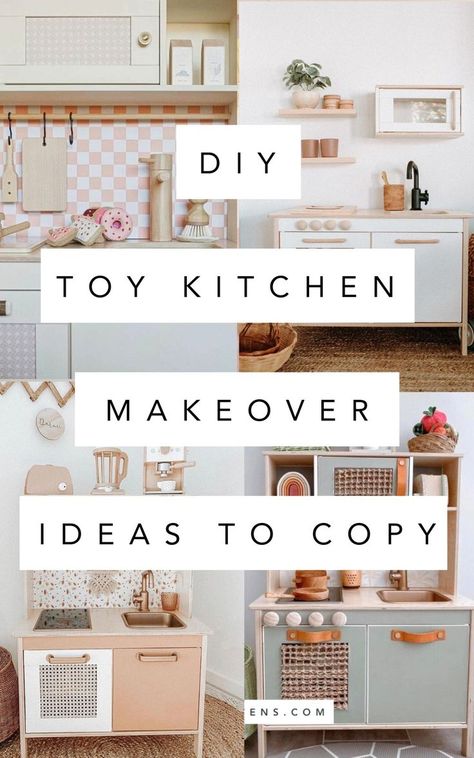 Transform your little one's playtime with this DIY toy kitchen makeover! We took the popular IKEA Duktig kitchen and added some creative touches to turn it into a custom playroom centerpiece. From simple play kitchen upgrades to imaginative remodel ideas, this IKEA toddler kitchen hack brings charm and fun to any space. Perfect for inspiring budding chefs and giving their play kitchen a unique look, this IKEA kitchen toy hack is a must for any playroom inspiration board! Ikea Kitchen Toy, Ikea Toddler Kitchen, Diy Toy Kitchen, Toy Kitchen Makeover, Ikea Toy Kitchen Hack, Ikea Kids Kitchen Hack, Ikea Duktig Kitchen, Ikea Toy Kitchen, Play Kitchen Hack