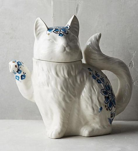 Get it from Anthropologie for $58. Anthropologie Kitchen, Kitten Decor, Teapot Cookies, Monogram Coffee Mug, Cat Teapot, Letter Mugs, Airtight Storage, Cat Person, Ceramic Teapots