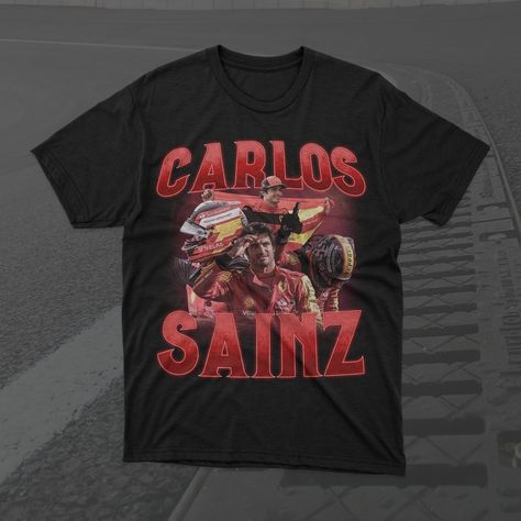 Carlos Sainz Formula 1 Tshirt, Ferrari F1 Shirt, 2023 F1 Shirt, Carlos Sainz Scuderia Ferrari F1 Graphic T-Shirt, Formula One T-Shirt Worldwide Shipping Free UK Shipping Free US Shipping Elevate your style with the Carlos Sainz Ferrari F1 Graphic T-Shirt. Celebrate the iconic racer's legacy in comfort and fashion. Perfect for race days or casual wear. Show your support for the up and coming champion of Formula One. Own a piece of F1 history today. Your go-to classic tee for comfort and style. Crafted with 100% preshrunk cotton, it's soft and breathable. Versatile and durable, it's perfect for custom prints or everyday wear. (UNISEX FIT) Size is made to fit, if you want the tee to have an oversized look I would recommend going up a size or two. - SIZE GUIDE IS SHOWN ON THE SECOND SLIDE - DI Ferrari Tshirt, Ferrari Shirt, F1 Stickers, F1 Shirt, Face Drawing Reference, Bday Gift, Shirt 2023, Ferrari F1, Scuderia Ferrari