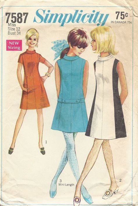 1960's a line dresses | Vintage 1960s MOD A-Line COLOR BLOCK DRESS w/ BELT Pattern - 34 BUST ... Patron Vintage, 1960 Fashion, 1960s Style, Simplicity Dress, Fashion 1960s, Robes Vintage, Sixties Fashion, Vintage Dress Patterns, Retro Mode