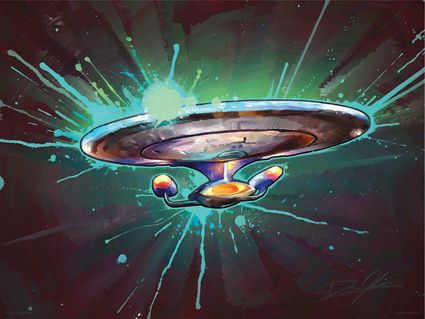 "Warped" by Drew Johnson, 12"x18" painting, 15$ Star Trek Tattoo, Star Trek Tv Series, Star Trek Convention, Star Trek Wallpaper, Star Trek Poster, Star Trek Merchandise, Star Trek Tv, Star Trek Starships, Star Track