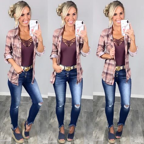 Concert Ideas, Flannel Tops, Flannel Women, Mesa Az, Casual Fall Outfits, Looks Style, Plaid Flannel, Outfits Casuales, Eggplant