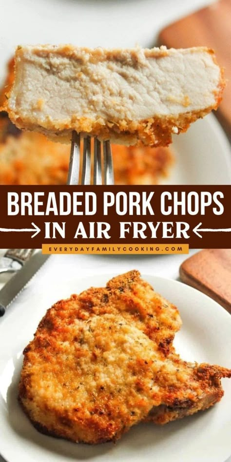 Craving for pork chops? This Bone-in Pork Chops recipe is perfect for any occasion! With just your air fryer, you can make this crispy and juicy pork chops breaded with Italian breadcrumbs. Try this recipe now and see it for yourself! Air Fried Pork Chops Bone In, Air Fryer Bone In Pork Chops, Air Fryer Pork Chops Bone In, Breaded Pork Chops Air Fryer, Pork Chops Breaded, Cooking Frozen Pork Chops, Air Fryer Breaded Pork Chops, Pork Chops In Air Fryer, Pork Sirloin Chops