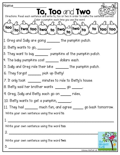 To, Too, Two Worksheet! TONS of great printables to teach grade level skills! To Too Two, Third Grade Ela, Third Grade Worksheets, Ela Worksheets, Language Arts Worksheets, 3rd Grade Writing, 4th Grade Writing, 2nd Grade Ela, 2nd Grade Worksheets