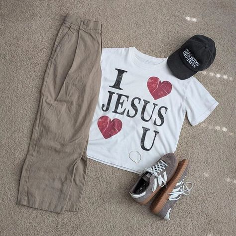 STYLING IDEAS FOR "I LOVE JESUS LOVES YOU" CROPPED TEE I Love Jesus Shirt, I Love Jesus, Jesus Shirt, Love Jesus, Jesus Loves Me, Jesus Shirts, Cropped Tee, Jesus Loves You, Styling Ideas