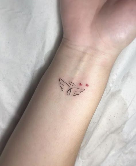 Feminine Tattoo Sleeve, Stomach Tattoo Designs, Color Tattoo Ideas, Wing Tattoos On Wrist, Japanese Tattoo Ideas, Small Angel Tattoo, Angel Tattoo For Women, 42 Tattoo, Tiny Tattoos For Women