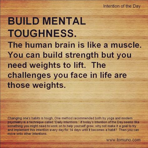 Mental toughness (Intention of the Day #iotd ). One of the most reassuring things I ever read was evidently mental toughness can be built. T minus 2 days to the weekend and counting! Greetings from Boston, MA :). Sports Psychology Quotes, Glass Half Full, Sports Psychology, Mental Toughness, Running Quotes, Mentally Strong, Mental Training, Time Life, Quotes About Strength