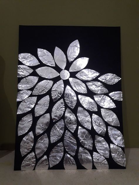 Simply made my black chart paper and aluminum foil Black Chart Drawing, Black Chart Paper Decoration Ideas, Chart Paper, Aluminum Foil Art, Diy Paper Flowers, Paper Decoration, Flowers Paper, Handmade Flowers Paper, Foil Art