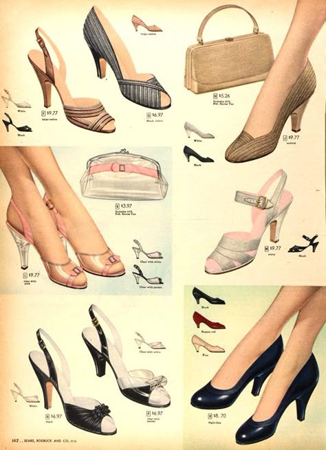 50s Shoes, 1950s Shoes, Pin Up Vintage, 1950 Fashion, Shoes Ads, 20th Century Fashion, Fashion 1950s, Plastic Shoes, Retro Shoes