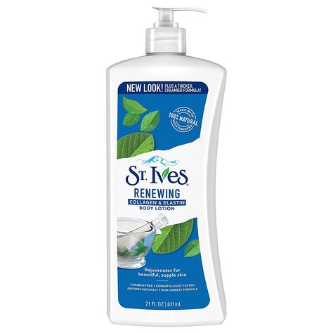 St. Ives Collagen Elastin Skin Renewing Body Lotion Natural Body Lotion, Best Lotion, Body Lotion Cream, Natural Moisturizer, Soybean Oil, Hand Body Lotion, St Ives, Moisturizer For Dry Skin, Cream Lotion