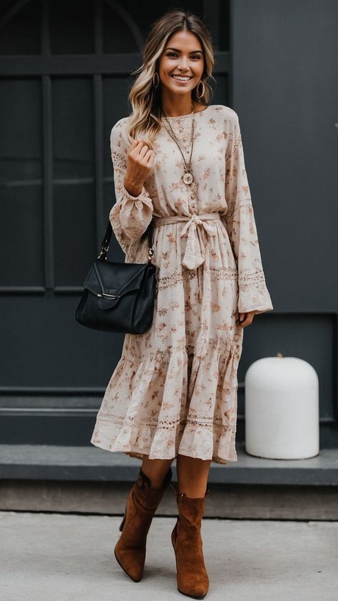 Discover the perfect Boho Fall Outfit for 2024 with this Hippie Western Casual Midsize ensemble Get inspired by the Witchy Size Cute 2023 Edgy Women's Fashion Ideas in Dark Hippie bohemian style Boho Dress Winter, Boho Thanksgiving, Church Outfit Winter, Dark Hippie, Casual Boho Outfits, Boho Fall Outfits, Boho Outfit Ideas, Cozy Bohemian, Western Casual