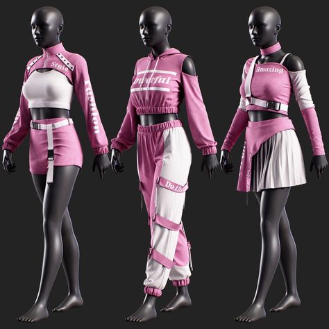 3 in 1 Hip-Hop Outfit-MD/Clo3d (OBJ + FBX +ZPRJ) + Smart Material + Textures, Zahra.3D on ArtStation at https://www.artstation.com/artwork/39AZJY Smart Materials, Dress Design Drawing, 3d Fashion, Material Textures, Design Board, Hip Hop Outfits, Drawing Images, Design Drawing, Dress Design