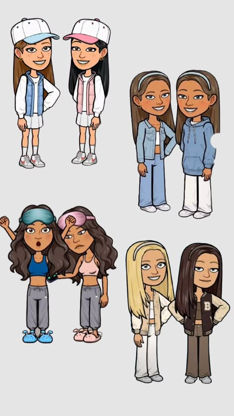 #bitmoji #bff Bitmoji Outfits 3 Friends, Couple Bitmoji, Snap Avatar, Snapchat Fits, Preppy Bitmoji, Snapchat Halloween, Matching Bitmojis, Pretty Bitmoji Ideas, Snap Bitmoji