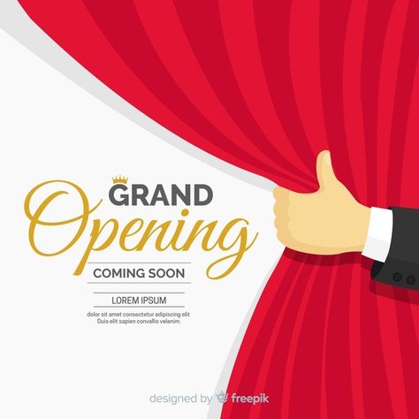 Flat curtain grand opening background Pr... | Premium Vector #Freepik #vector #background #ribbon #red #celebration Opening Design Poster, Grand Opening Poster Design Ideas, Now Open Poster Design, Opening Poster Design, Rajput Painting, Grand Opening Background, Opening Background, Poster Design Kids, Social Media Campaign Design