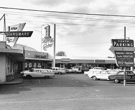 The One-Stop Shopping Center, known as the Northwest's first shopping center, is pictured in 1964. Photo courtesy of Clark County Historical Museum. Vintage Vancouver, Vancouver Washington, Historical Museum, Clark County, Shopping Center, Historical Photos, South Park, Winchester, North West