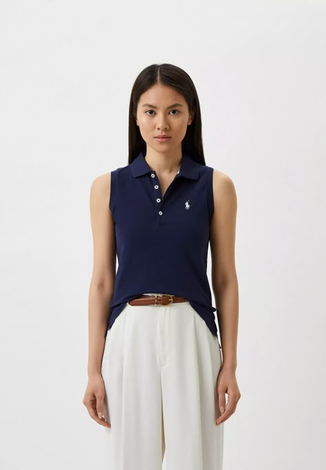 Sleeveless Polo Shirt Outfit, Sleeveless Polo Outfit, Ralph Lauren Polo Women, Polo T Shirts Women, Polo Outfits For Women, Sparkly Tops, Polo Outfits, Old Money Look, Polo Shirt Outfits