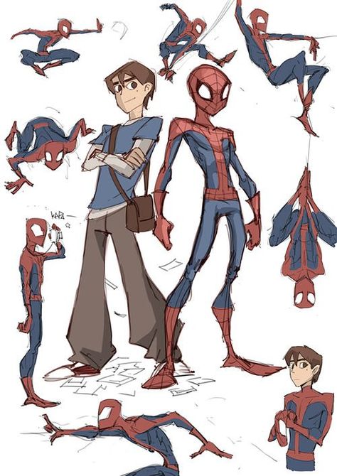 Spiderman Poses, Drawing Marvel, Spiderman Cartoon, Spiderman Drawing, Marvel Drawings, Spectacular Spider Man, Spiderman Artwork, Spiderman Art, Character Sheet