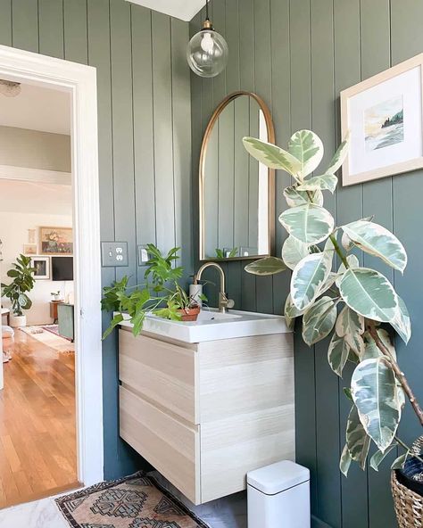 34 Vertical Shiplap Bathroom Ideas You Don’t Want to Miss Vertical Shiplap Bathroom, Shiplap Wall Living Room, Wall Living Room Ideas, Shiplap Bathroom Wall, Plant Shelfie, Wallpaper In Bathroom, Vertical Shiplap, Herringbone Tile Floors, Decor Small Bathroom