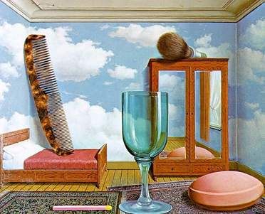 The personal values (comb on the bed)  by Rene Magritte René François Ghislain Magritte, Rene Magritte Art, Magritte Paintings, Magritte Art, Art Mini Toile, One Point Perspective, René Magritte, Personal Values, Max Ernst