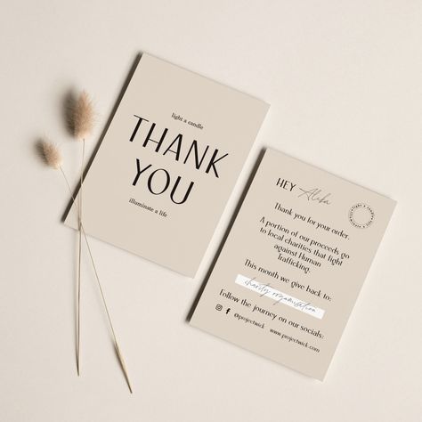 Alika 💫 | Brand Design on Instagram: “Ending the week with a thank you card design for Project Wick, a conscious and heartfelt candle brand based in Texas. We are also currently…” Candle Thank You Card, Brand Thank You Card Design, Thank You Cards Design, Creative Thank You Cards Business, Brand Thank You Card, Thank You Business Cards Ideas, Thank You Cards Ideas, Business Thank You Cards Design Ideas, Thank You Design