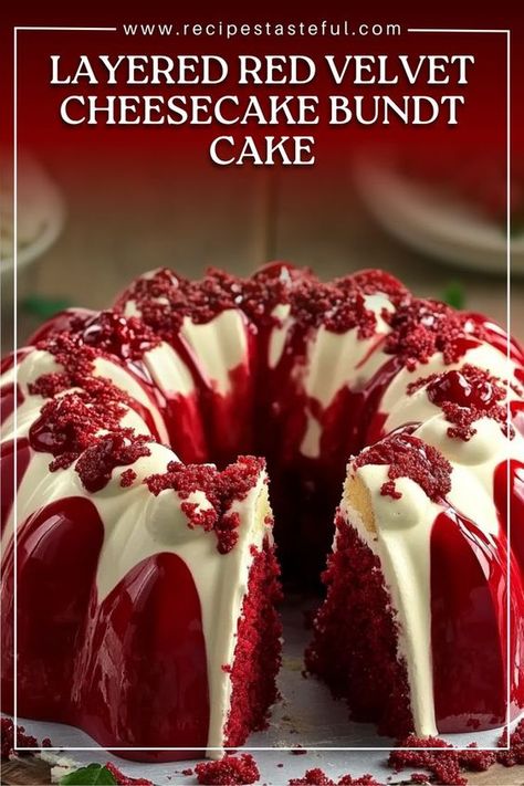 Red Velvet Cake With Cheesecake Filling, Layered Red Velvet Cheesecake Bundt, Red Velvet Cake With Cheesecake Layer, Ina Garten Red Velvet Cake, Cream Cheese Red Velvet Cake, Red Velvet Bundt Cake With Cream Cheese Filling, Red Velvet Cake With Box Cake, Red Velvet Mix Recipes, Cream Cheese Icing For Red Velvet Cake