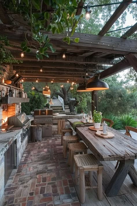 Small Outdoor Kitchen Ideas, Rustic Outdoor Kitchens, Small Outdoor Kitchen, Dining Patio, Outdoor Cooking Spaces, Patio Grill, Log Home Designs, Outdoor Kitchen Ideas, Patio Kitchen