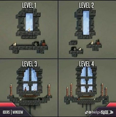 Minecraft Window Ideas, Minecraft Window, Minecraft Castle Designs, Build Minecraft, Mc Builds, Minecraft Mansion, Minecraft Interior, Minecraft Structures, Minecraft Interior Design