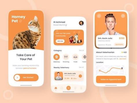 Ui Ux Design, Mobile App Design, App Design, App, Interface Design, Pet, Pet Store, Pet Store App, Pet App, Pet Care Pet App Design, Figma Inspiration, Dog Apps, Hotel App, App Home Screen, App Design Layout, Medical App, Digital Design Trends, Pet Design