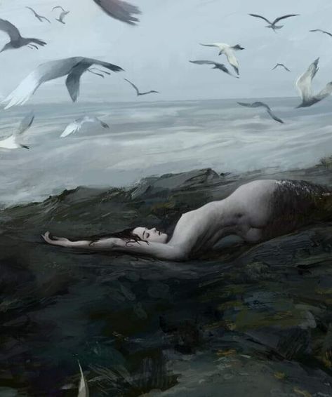 Siren Mythology Art, Selkie Mythology Aesthetic, Siren Greek Mythology, Sirens Greek Mythology, Selkie Art, Siren Creature, Mermaid Stories, Water Creatures, Fantasy Mermaids