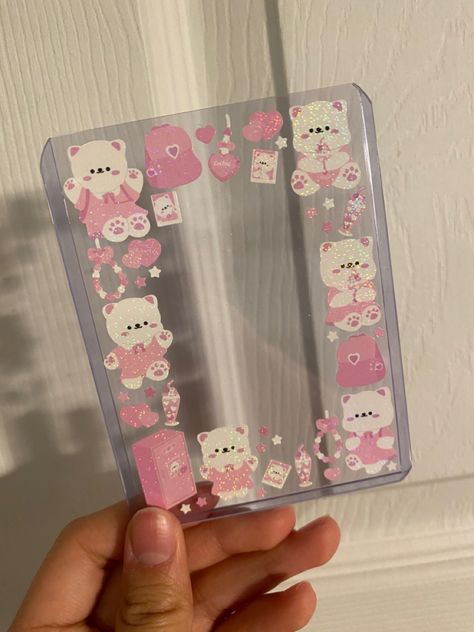 My Melody Toploader, Pink Toploader Deco, Deco Toploader Ideas, Aliexpress Stickers, Top Loader Deco Kpop, Toploader Stickers, Deco Toploader, Binder Decoration, Photocard Deco