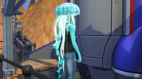 Sims 4 Jellyfish, Weird Sims 4 Cc, Sims 4 Cc Jellyfish Hair, Spooky September, Jellyfish Hair, Ts4 Hair, Sims 4 Hair Male, Shark Hat, Hair Male