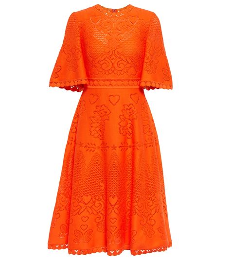 Valentino Clothing, Dressy Dresses, Cotton Midi Dress, Garden Parties, Lace Midi, Lace Midi Dress, Orange Dress, Chic Dress, Cotton Lace