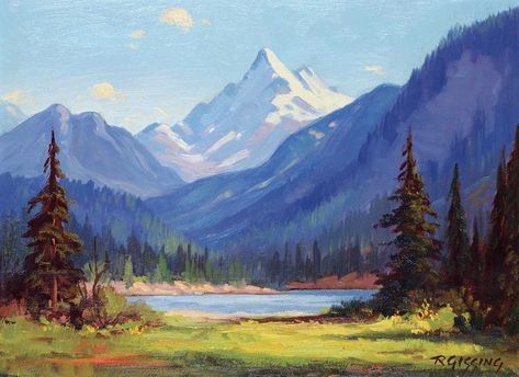 Mountains Reference Photo, Mountain Scenery Watercolor, Big Canvas Landscape Painting, Nature Paintings Mountains, Mountain Painting Landscape, Painting Inspo Landscape, Mountain And Lake Drawing, Mountain Scape Painting, Mountains Drawing Acrylic