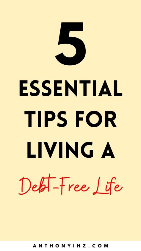 Being debt-free comes with a lot of benefits, and one of them is financial peace and freedom. So if you want to live a debt free life today, you have to find creative ways to improve your financial situation. See these financial advice on 5 essential tips for living a debt-free life Living Debt Free, Debt Management Plan, Debt Avalanche, Debt Payoff Plan, Debt Freedom, Debt Free Living, Debt Snowball, Financial Peace, Debt Management