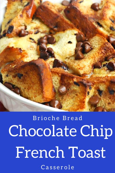 This scrumptious Chocolate Chip French Toast is made with store-bought chocolate chip brioche bread.   This easy chocolate chip brioche french toast recipe is perfect for Christmas morning or any special occasion brunch.  #ChocolateChipFrenchToast #MyTurnforUs #ChocolateChipBriocheBread #ChocolateChipToast ##ChocolateChipBriocheFrenchToastRecipe Chocolate Chip French Toast Recipe, Chocolate Brioche French Toast, Chocolate French Toast Bake, Chocolate Chip Brioche Bread Recipe, Chocolate Chip Brioche French Toast, Brioche Bread Uses, Chocolate Chip French Toast Casserole, Chocolate Chip Brioche Bread, Chocolate Chip French Toast