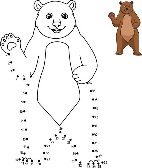 Dot to Dot Bear Isolated Coloring Page for Kids Dot To Dot, The Dot, Coloring Page, Le Point, Vector Art, Coloring Pages, Alphabet, Vector Free, Royalty