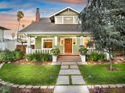 1909 Craftsman For Sale In Alhambra California San Francisco Craftsman, Los Angeles Craftsman Home, Alhambra California, Gas Fire Logs, 1920 Bungalow, Milgard Windows, California Craftsman, Coved Ceiling, Solar Screens