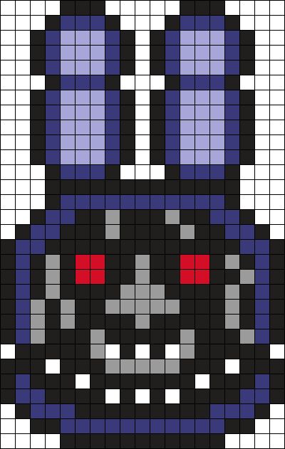 Withered Bonnie Perler Beads, Five Nights At Freddy’s Pixel Art, Pixel Fnaf Characters, Fnaf Melty Beads, Fnaf Perler Beads Pattern, Fnaf Perler Beads, Pixel Art Fnaf, Fnaf Pixel Art, Withered Bonnie