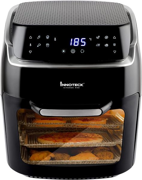 Innoteck 12L Digital Air Fryer Oven with Rotisserie Smart Cooker for Air Frying Roast Dehydrate Fry Bake Reheat Kitchen Pro – Multifunctional - Black & Silver Fry Bake, Electric Air Fryer, Air Fryer Oven, Baked Fries, Culinary Experience, Air Frying, Fries In The Oven, Cooking Equipment, Fun Cooking