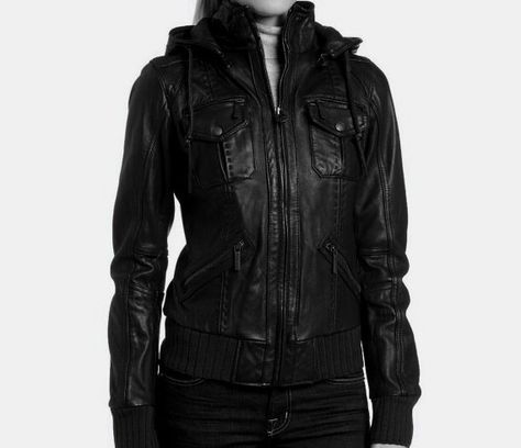 Women black hooded biker leather jacket with six pockets and removable hood black leather jacket. Only $139.99 Leather Jacket For Girls, Hooded Leather Jacket, Leather Jacket For Women, Hoodie Jacket Women, Leather Jacket With Hood, Outer Wear, Real Leather Jacket, Jackets Men Fashion, Jacket With Hood