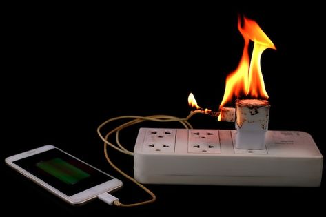 Spoiled Charger, Spoil Charger Format, Power Socket, Surge Protector, Short Circuit, Power Outlet, Phone Charger, Smart Phone, On Fire